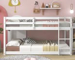 Twin Over Twin Floor Bunk Bed With Ladder,Solid Wood Low Bunkbed Frame W... - $618.99