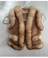 Girls Kids Vintage Sheepskin Suede Shearling Fur Leather Vest Western Si... - $1,491.98 MXN