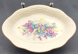 Lenox Candy Dish Purple Flowers With Yellow Ribbon 1980&#39;s Rare Vintage 7.5&quot;  - £18.98 GBP