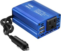 Ysolx 150W Car Power Inverter Blue 3Point 1A Dual Usb Car Charger Adapter Dc 12V - £28.41 GBP