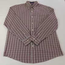 Saddlebred Button-Down Collar Men's Red & White Plaid Shirt Size Medium image 7