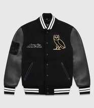 New Men Varsity Black Leather Jacket for Men Black Extra Long Leather Ja... - £133.13 GBP