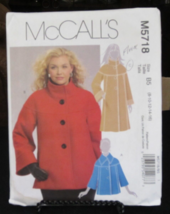 McCall's M5718 Misses Lined Jacket Coat Pattern - Size 8/10/12/14/16 - $12.86