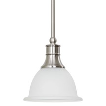 Ellie 8&quot; Adjustable Mini Pendant Light W/Frosted Glass Shade &amp; Brushed Nickel Fi - £113.88 GBP