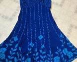 Jones New York Dress Sz 6 Stretch V Neck Bodice Blue Print No Slit Short... - $37.11