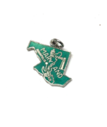 Vintage Sterling Silver Green Enamel Maryland State Map Pendant Charm - $282.25 MXN