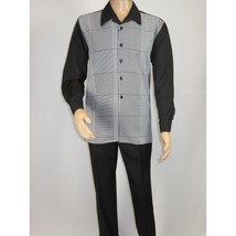 Men's MONTIQUE 2 PC Set Walking Leisure Suit 2390 Black White Hounds tooth image 2