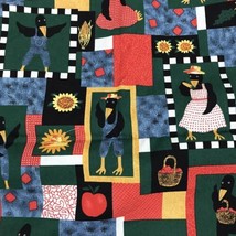 Country Crows Blackbird Farm Sunflower Fabric 2 yds Hi-fashion Anthropomorphic - £15.46 GBP