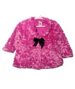 Little Lass Faux Fur Sequin Coat Infant Size 24mos Barbie Pink Black Bow... - £7.46 GBP