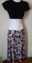 Jones of New York Black White Floral Flared skirt Women&#39;s Size PS Elasti... - $14.85