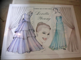 Loretta Young uncut Paperdoll by Basia Koenig.color signed,1 doll 2 dresses - £7.89 GBP
