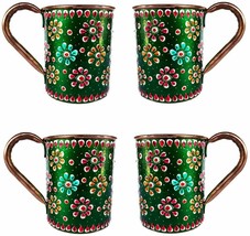 Pure Copper Handmade Outer Hand Painted Art Work Vodka, Straight Mug - Cup 16 - £49.32 GBP