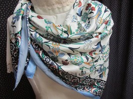 &quot;&quot;SHADES OF BLUE FLORAL PRINT&quot;&quot; - SILK SCARF - NWOT - TURKEY - SPRING - £18.00 GBP