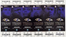 2012 Baltimore Ravens Home Game Unused Tickets Games 1-6 Set Ray Lewis Final Yr - £54.39 GBP