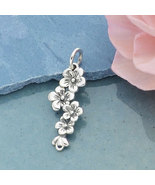 Sterling Silver Cherry Blossoms Charm 23x9mm - $18.68