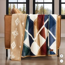 Pendleton Throw Multicolor Serrado Reversible Plush 50&quot; X 70&quot; Soft Cozy - $49.99