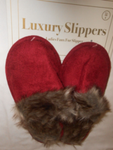 NEW ladies luxury Slippers size 7 Faux fur Maroon slipon Great Christmas Gift  - £6.72 GBP