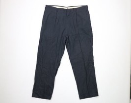 Vintage 50s Streetwear Mens 38x29 Pleated Cuffed Gabardine Rayon Chino Pants USA - $197.95