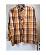 Phat Farm Mens Gold Yellow Brown Plaid Long Sleeve Button Up Shirt XXXL 3XL - $43.95