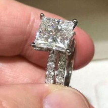 2.50Ct Künstlicher Diamant Weiß Vergoldet Verlobung &amp; Hochzeit Ring Set - £112.45 GBP