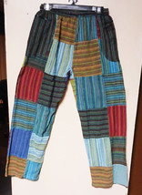  MEDIUM  Lightweight Cotton Stonewash Patchwork  Pants  #M2  Unisex - £40.08 GBP