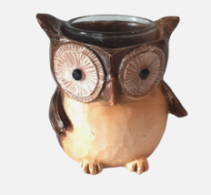 Owl Yankee Candle Holder Statue Resin 3 1/2 Inches Tall - £10.46 GBP
