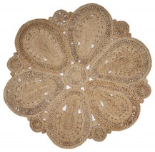 HomeRoots 394195 72 x 72 in. Floral Doily Natural Jute Area Rug - £154.83 GBP