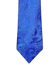 Isaac Mizrahi New York Mens Electric Blue Paisley Embossed Silk Neck Tie Necktie - £4.71 GBP