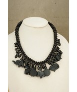 Vintage Ethnic Jewelry Carved Wood Black Elephant Beads Hippie Boho Neck... - $24.74