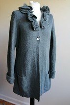 Soft Surroundings L Teal Acrylic Alpaca Wool La Vie en Rose Cardigan Sweater - £26.90 GBP