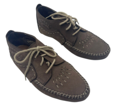 EUC Hush Puppies Women&#39;s Moccasins Low Lace Up 58335 Leather Brown Size 6.5 N - £19.34 GBP