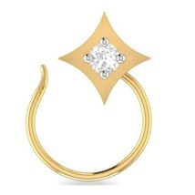14Carat Yellow Gold-Plated Round Lab-Created Moissanite Solitaire Nose Pin Ring - £19.06 GBP