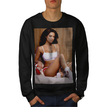 Wellcoda Sport Hot Model Girl Mens Sweatshirt, Young Casual Pullover Jumper - £23.72 GBP+