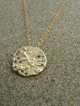 Gold diamonds necklace. 14K yellow gold Necklace with pendant and 16 rough Diamo - £681.56 GBP