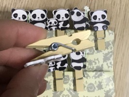 10pcs Panda Pegs with twine,Photo Wooden Clips,Pin Clothespin,Birthday G... - $3.70