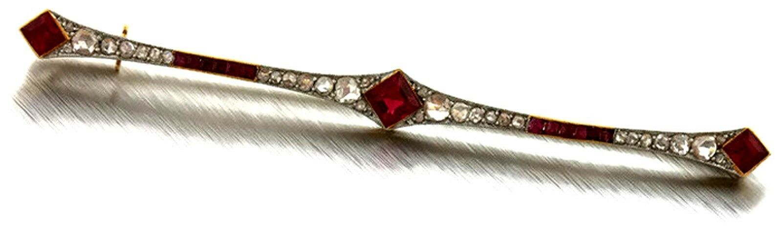 Primary image for Victorian 1.92ct Rose Cut Diamond Ruby Fantastic Wedding Brooch