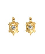 Genuine 14k Yellow Gold Cubic Zirconia 8mm Turtle Screwback Safety Earri... - $110.94 CAD