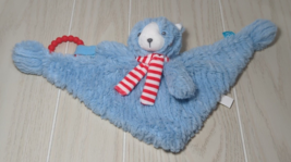 Manhattan Toy blue ribbed teddy bear baby security blanket red scarf tee... - £7.64 GBP