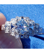 Earth mined Diamond European cut Deco Engagement Ring Antique Platinum S... - £5,031.89 GBP