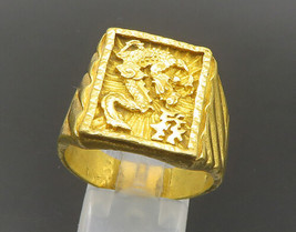 CHINESE 24K GOLD - Vintage Antique Shiny Dragon Band Ring Sz 10.5 - GR342 - £1,860.79 GBP