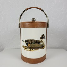 Vintage Barware by Sigma Fisher Mallard Duck Faux Leather Ice Bucket Made in USA - £17.32 GBP