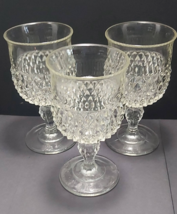 vintage Indiana Glass Early American Pressed Glass diamond point goblets three - $24.19