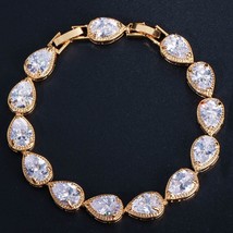 Top Quality Water Drop Cubic Zirconia Paved Rose Gold Color Tennis Bracelet for  - £15.59 GBP