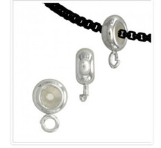 3 Pcs Sterling Silver Silicon Lined Sliding Roundel Bead with Open Jump Ring - £11.93 GBP