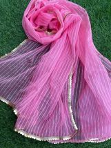 Pink Indian Viscose Organza Dupatta For Women, Scarf, Sequins Embroidered DP1010 - £9.43 GBP