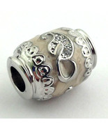 Lauren G Adam Crystal Leaf Charm Bead, Rhodium, Beige Enamel, Fits All B... - $23.74