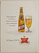 1961 Print Ad Miller High Life Beer Glass &amp; Bottle Brewed Only in Milwaukee - £8.42 GBP