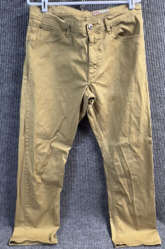 Wrangler Pants Mens 34x30 Brown Khaki Chino Straight Fit Cotton Blend Casual - $22.02