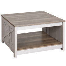 Modern Square Wood Coffee Table with Half Open Storage Compartment - £115.80 GBP
