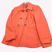 Orange Robert Louis Wool Double Breasted Coat w/Faux Tortoise Buttons Si... - $31.53